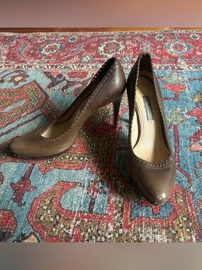 Prada Brown Leather Pointed-Toe High Heel Pumps